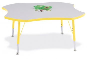 Jonticraft Berries® Four Leaf Activity Table - 48", E-height - Gray/Teal/Teal