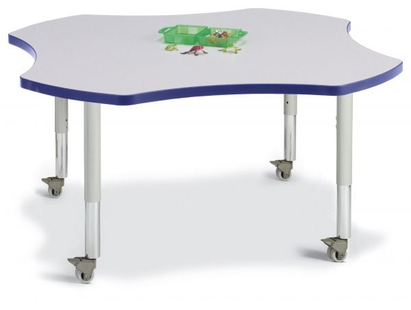 Jonticraft Berries® Four Leaf Activity Table - 48", Mobile - Gray/Purple/Gray