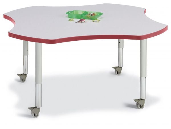 Jonticraft Berries® Four Leaf Activity Table - 48", Mobile - Gray/Blue/Gray