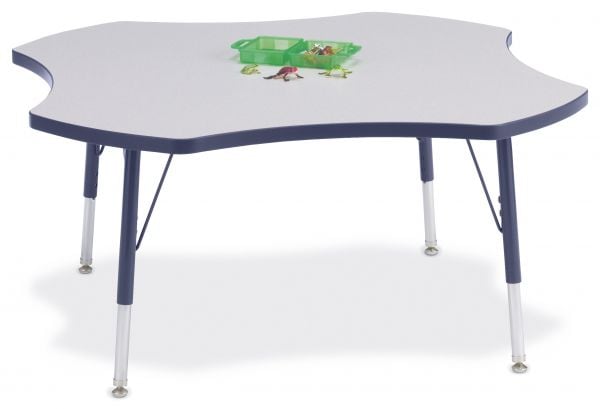 Jonticraft Berries® Four Leaf Activity Table - 48", A-height - Gray/Blue/Blue