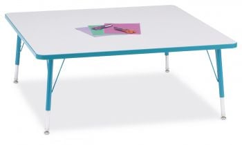 Jonticraft Berries® Square Activity Table - 48" X 48", T-height - Gray/Teal/Teal