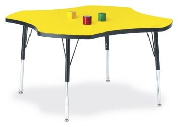 Jonticraft Berries® Four Leaf Activity Table - 48", A-height - Yellow/Black/Black