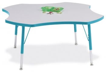 Jonticraft Berries® Four Leaf Activity Table - 48", A-height - Gray/Blue/Blue