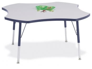 Jonticraft Berries® Four Leaf Activity Table - 48", A-height - Gray/Teal/Teal