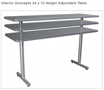 Interior Concepts 24 x 72 Height Adjustable Table