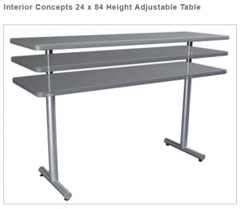 Interior Concepts 24 x 84 Height Adjustable Table