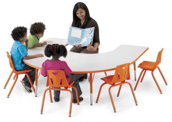 Jonticraft Berries® Horseshoe Activity Table - 66" X 60", E-height - Gray/Orange/Orange