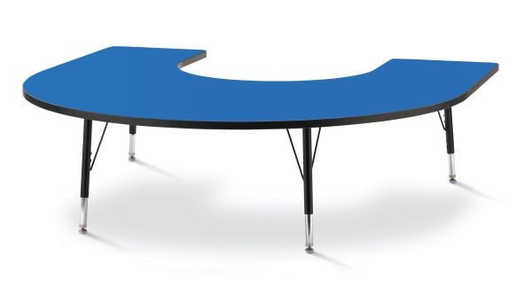 Jonticraft Berries® Horseshoe Activity Table - 66" X 60", E-height - Blue/Black/Black