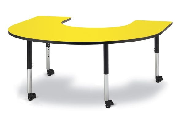 Jonticraft Berries® Horseshoe Activity Table - 66" X 60", T-height - Yellow/Black/Black