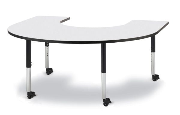Jonticraft Berries® Horseshoe Activity Table - 66" X 60", Mobile - Gray/Green/Gray
