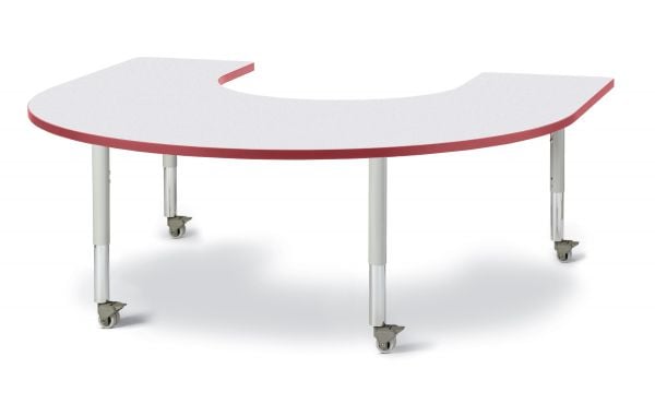 Jonticraft Berries® Horseshoe Activity Table - 66" X 60", Mobile - Gray/Red/Gray