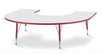 Jonticraft Berries® Horseshoe Activity Table - 66" X 60", T-height - Gray/Red/Red