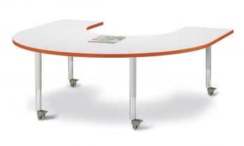Jonticraft Berries® Horseshoe Activity Table - 66" X 60", Mobile - Gray/Orange/Gray