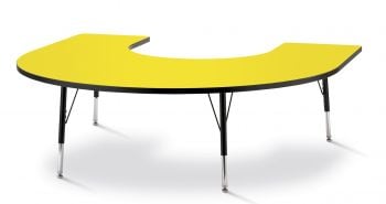 Jonticraft Berries® Horseshoe Activity Table - 66" X 60", E-height - Yellow/Black/Black