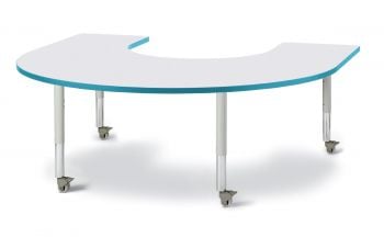 Jonticraft Berries® Horseshoe Activity Table - 66" X 60", Mobile - Gray/Blue/Gray