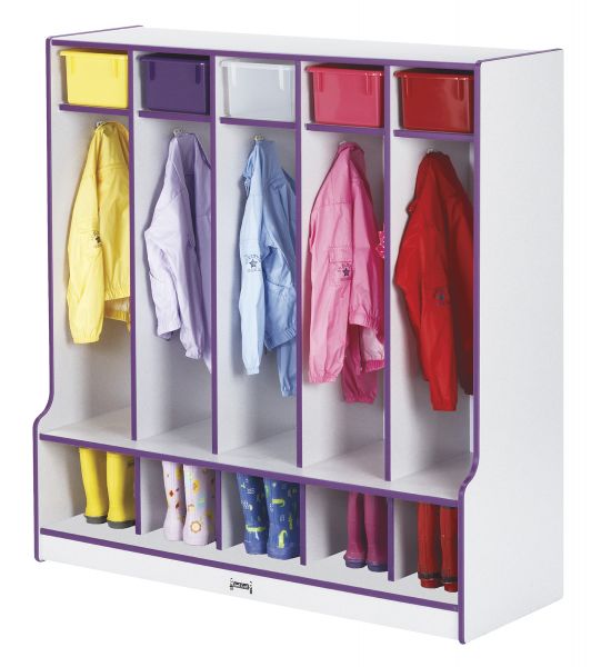 Rainbow AccentsÂ® 5 Section Coat Locker with Step - Red