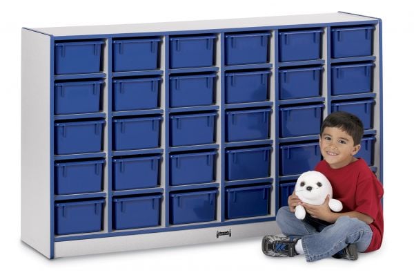 Rainbow AccentsÂ® 30 Cubbie-Tray Mobile Storage - with Trays - Purple