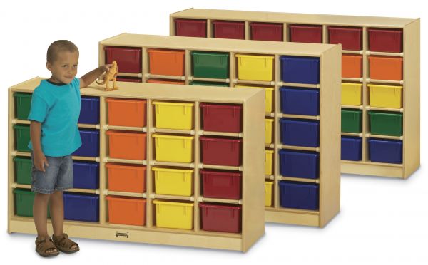 Jonti-CraftÂ® 30 Cubbie-Tray Mobile Storage - with Colored Trays