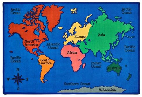Carpets for Kids 96.86 World Map 8' x 12'