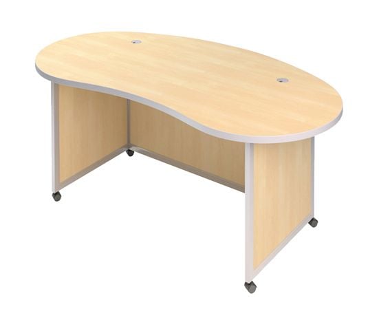 Kidney Desk, 33d x60w x 29h, Laminate Panels, Chase Wire Mgmt, Casters