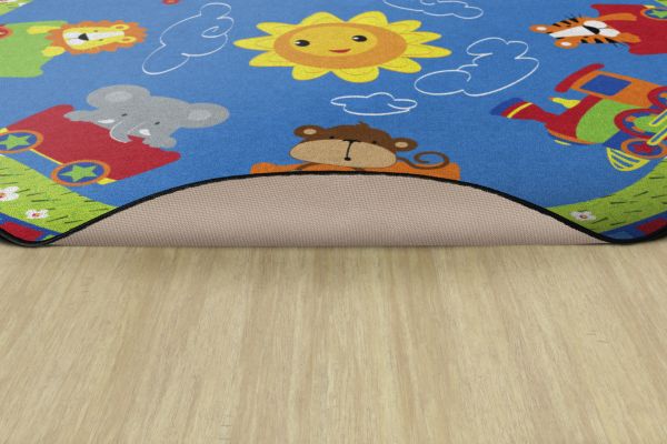 Classroom Train Rug FLAGSHIP Cutie Train Nursery School Rug 5' RND