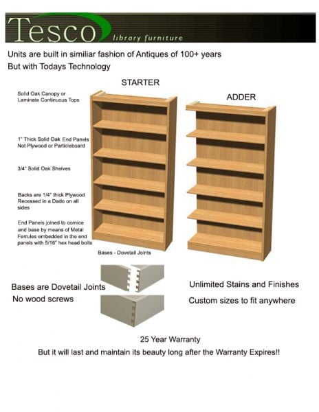 Tesco Solid Oak Double Face Library Shelving 24