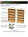 Tesco Solid Oak Single Face Library Shelving 12" x 36" x 72" Starter Canopy or Continuous Top