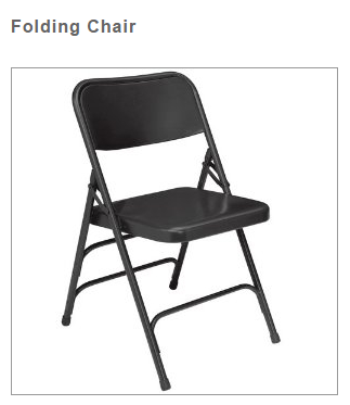 National Public Seating Folding Chair with 3 cross braces